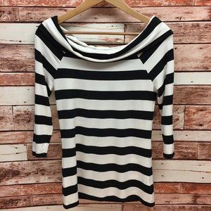 3/4-Sleeve Off The Shoulder Stripe Top